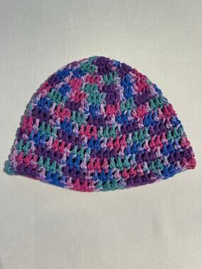 Handmade Crochet Beanie Hat Multicolor OS